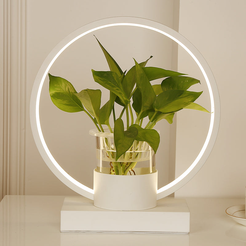 Decorative Aluminum LED Night Lamp with Glass Plant Cup