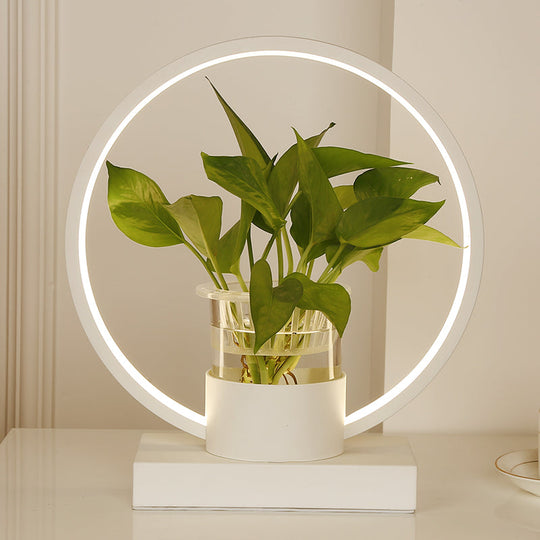 Decorative Aluminum LED Night Lamp with Glass Plant Cup