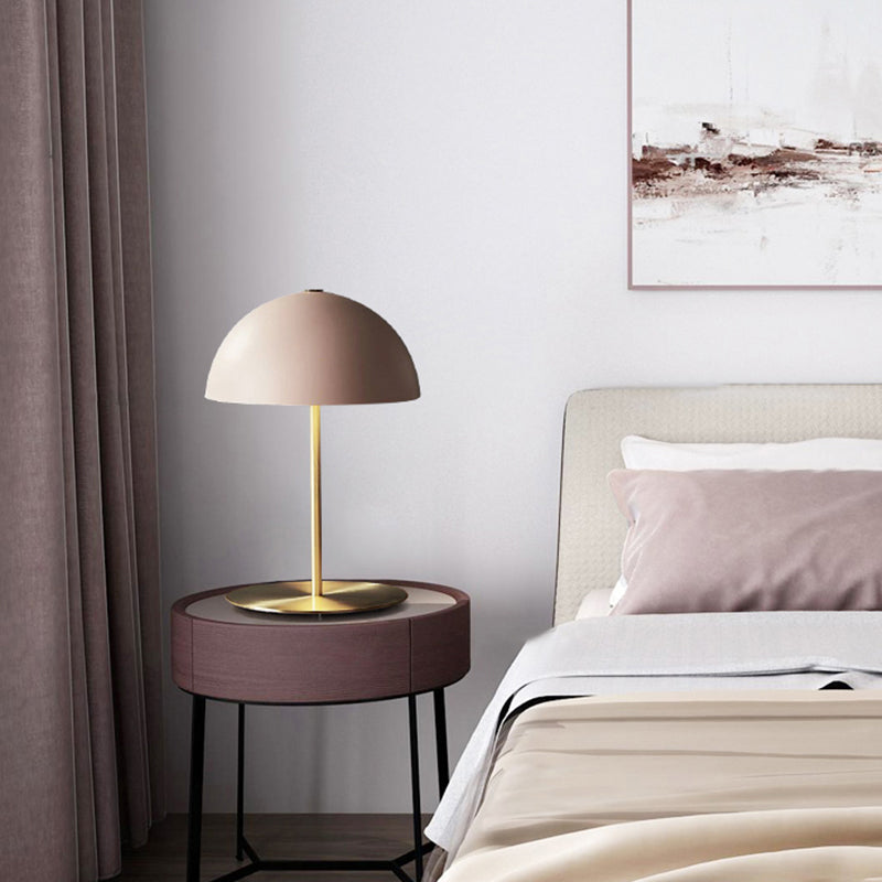 Modern Metal Dome Night Lamp - 1-Light Bedside Table Light with On-Off Switch