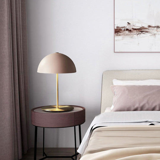 Modern Metal Dome Night Lamp - 1-Light Bedside Table Light with On-Off Switch