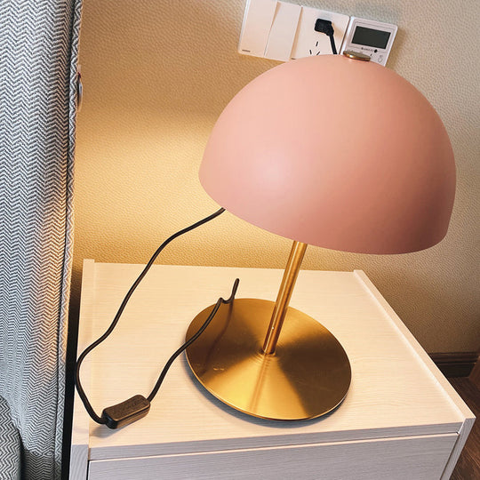 Modern Metal Dome Night Lamp - 1-Light Bedside Table Light with On-Off Switch
