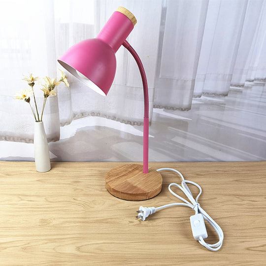 Nordic Style Gooseneck Metal Reading Lamp: Elegant Bell Shade Night Table Light