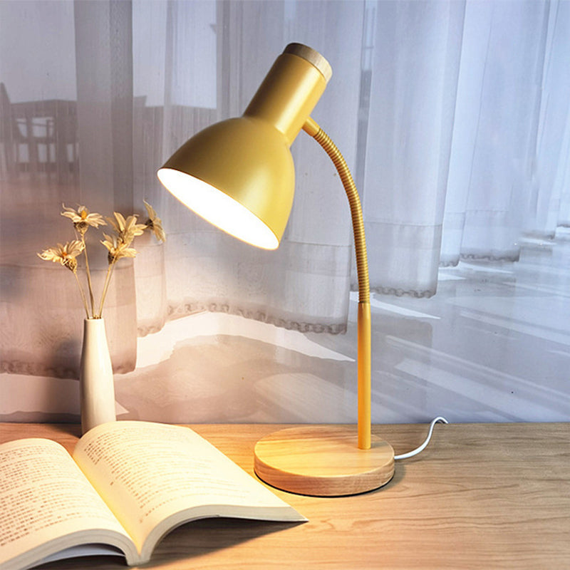 Nordic Style Gooseneck Metal Reading Lamp: Elegant Bell Shade Night Table Light