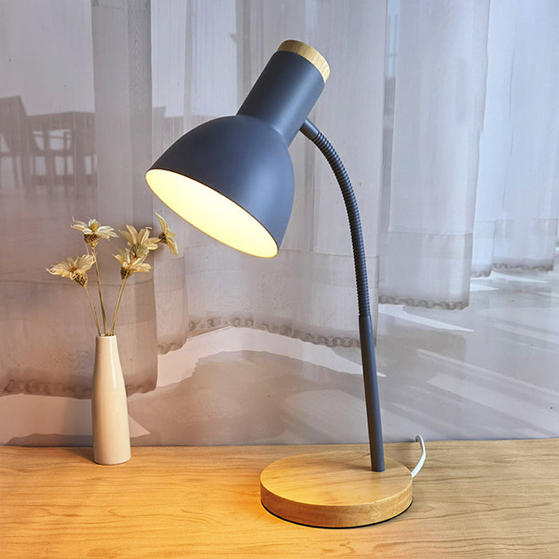 Nordic Style Gooseneck Metal Reading Lamp: Elegant Bell Shade Night Table Light