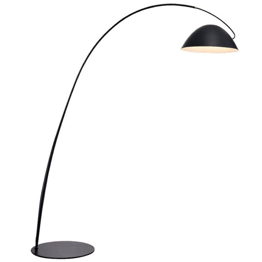 Black Swivel Dome Floor Lamp with Fishing Rod Arm - Elegant Designer Lighting Solution