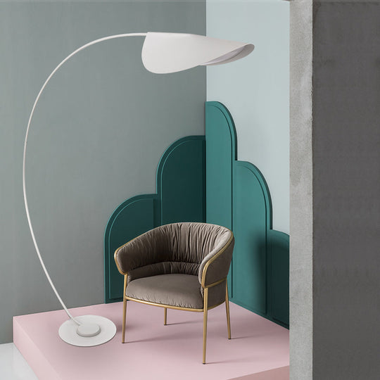 Macaron Arc Floor Lamp with Metallic Finish - 1-Light Stand Up Light for Living Room with Bendable Shade