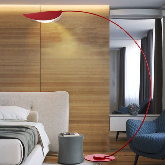 Macaron Arc Floor Lamp with Metallic Finish - 1-Light Stand Up Light for Living Room with Bendable Shade
