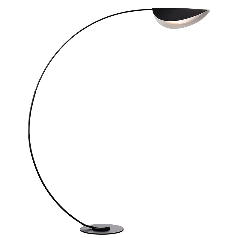 Macaron Arc Floor Lamp with Metallic Finish - 1-Light Stand Up Light for Living Room with Bendable Shade