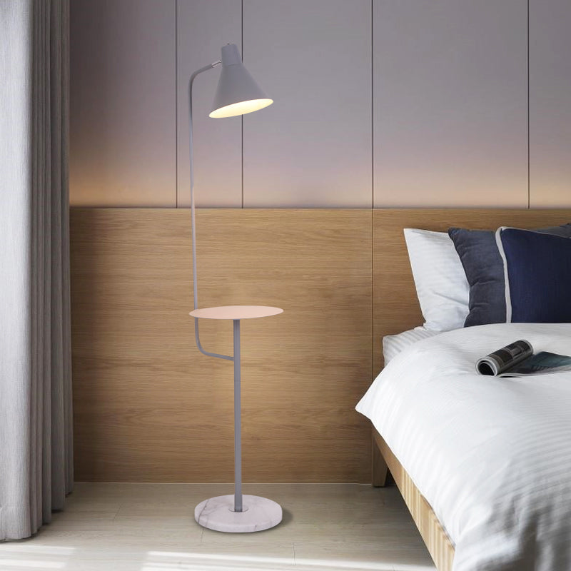 Macaron 1-Bulb Rotatable Floor Lamp with Metal Shade - Funnel Shaped Standing Light Fixture