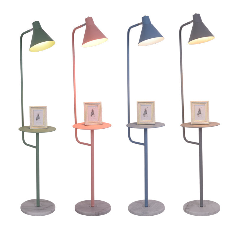 Macaron 1-Bulb Rotatable Floor Lamp with Metal Shade - Funnel Shaped Standing Light Fixture