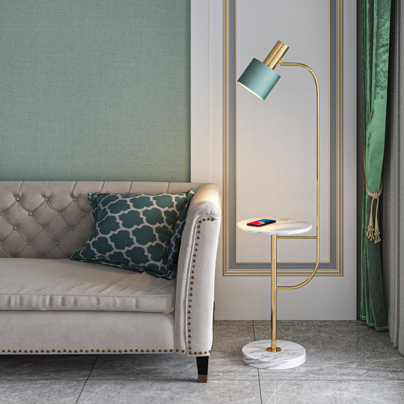 Postmodern Metal Floor Lamp with Swivel Feature and Marble Tray/Base