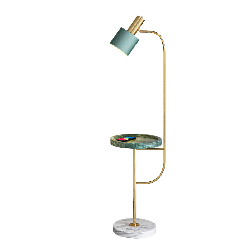 Postmodern Metal Floor Lamp with Swivel Feature and Marble Tray/Base