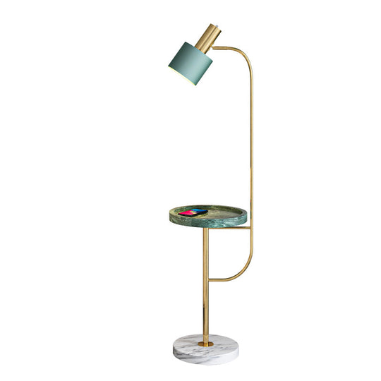 Postmodern Metal Floor Lamp with Swivel Feature and Marble Tray/Base