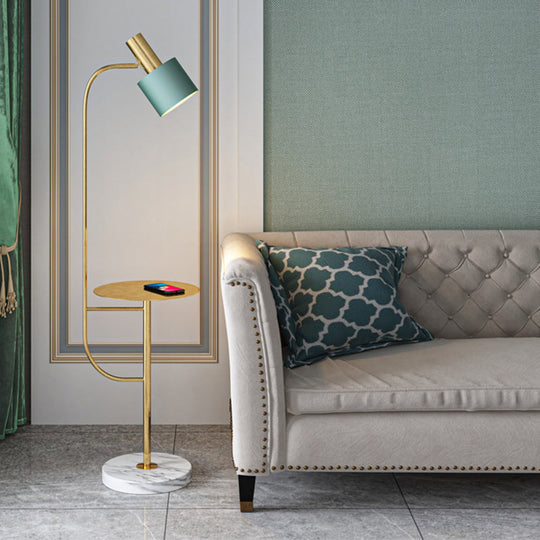 Postmodern Metal Floor Lamp with Swivel Feature and Marble Tray/Base