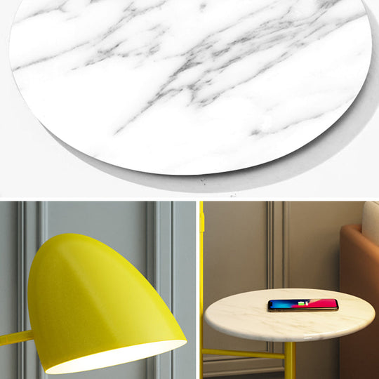 Rotatable Metal Floor Lamp with Swivel Shade and Marble Table - 1 Head Macaron Floor Light