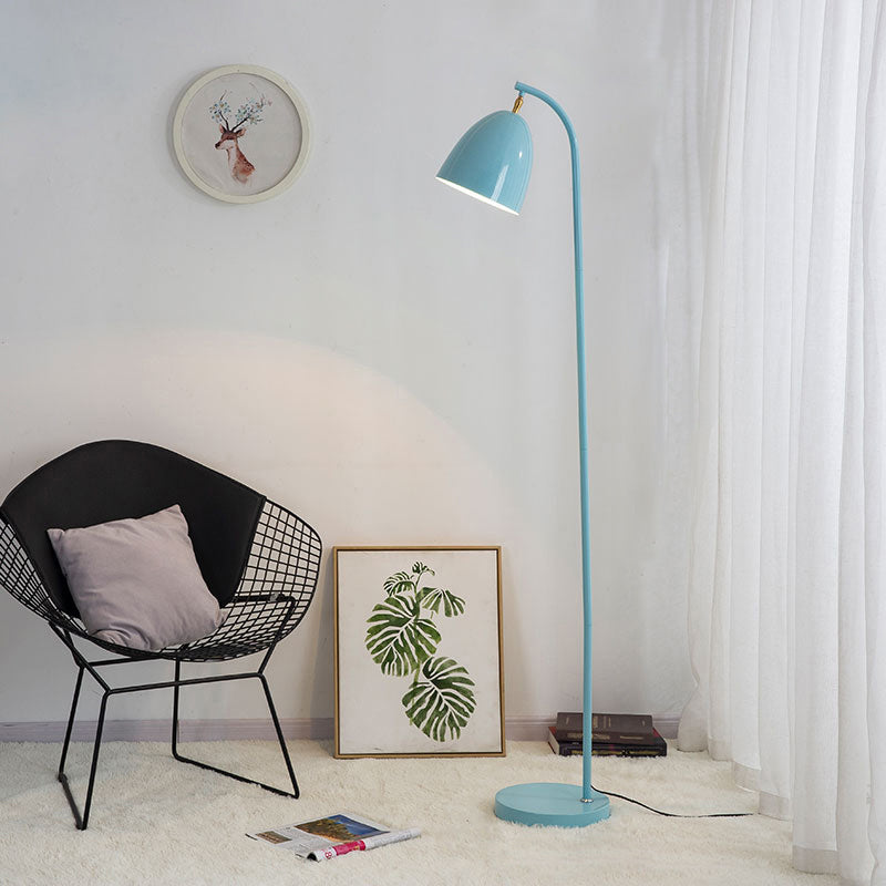 Modern Macaron Rotating Floor Reading Lamp with Metal Bell Shade for Living Room