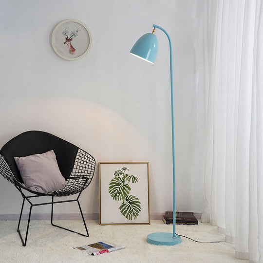 Modern Macaron Rotating Floor Reading Lamp with Metal Bell Shade for Living Room
