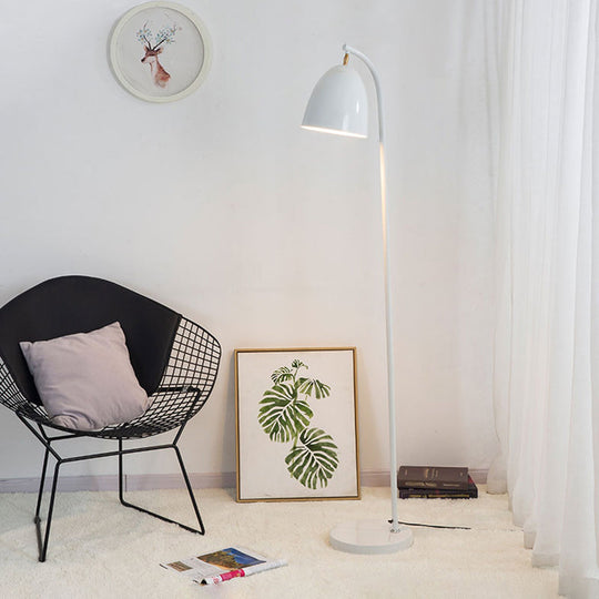 Modern Macaron Rotating Floor Reading Lamp with Metal Bell Shade for Living Room