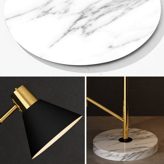 Nordic Metal 1-Head Floor Lamp with Cone Shade - Living Room Task Lighting