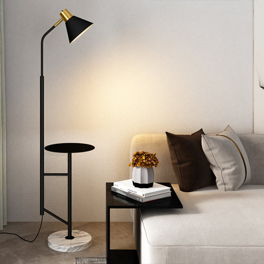 Nordic Metal 1-Head Floor Lamp with Cone Shade - Living Room Task Lighting