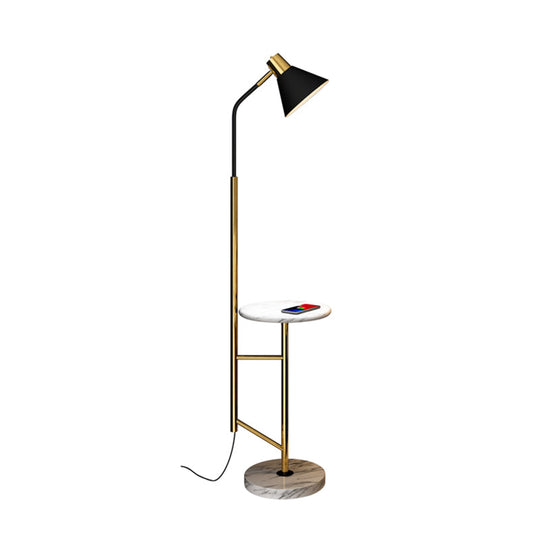 Nordic Metal 1-Head Floor Lamp with Cone Shade - Living Room Task Lighting