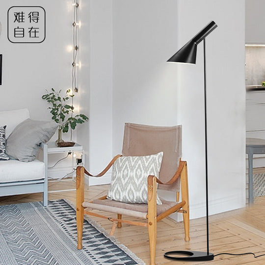 Nordic Funnel Shaped Floor Lamp: Contemporary Metal Standing Light for Living Room