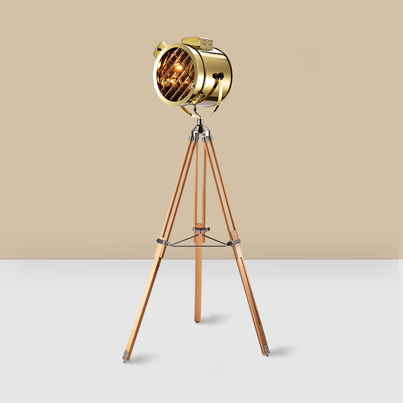 Tripod Spotlight Floor Lamp - Stainless Steel Standing Light - Industrial Design