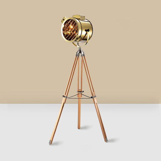 Tripod Spotlight Floor Lamp - Stainless Steel Standing Light - Industrial Design