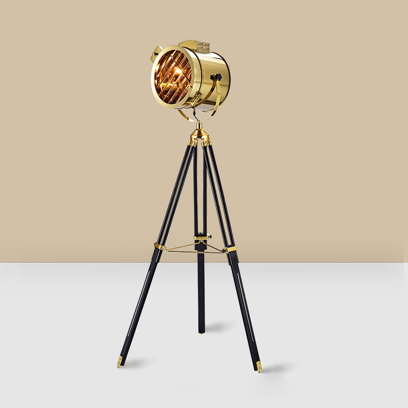 Tripod Spotlight Floor Lamp - Stainless Steel Standing Light - Industrial Design