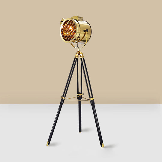 Tripod Spotlight Floor Lamp - Stainless Steel Standing Light - Industrial Design