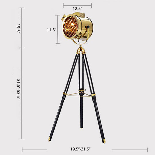 Tripod Spotlight Floor Lamp - Stainless Steel Standing Light - Industrial Design