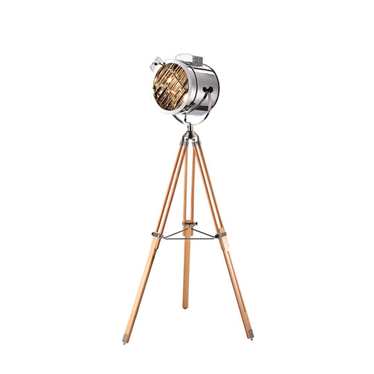 Tripod Spotlight Floor Lamp - Stainless Steel Standing Light - Industrial Design
