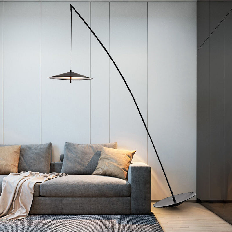 Fishing Floor Lamp: Simplicity Metal LED Floor Light with Dangling Shade