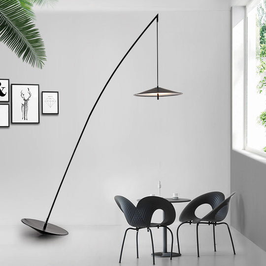 Fishing Floor Lamp: Simplicity Metal LED Floor Light with Dangling Shade