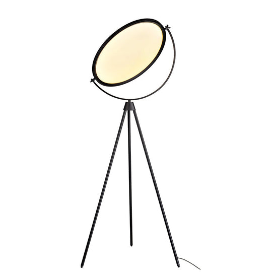 Modern Black Acrylic Disc Floor Lamp with Tripod Stand - LED Light for Simplicity Living Room