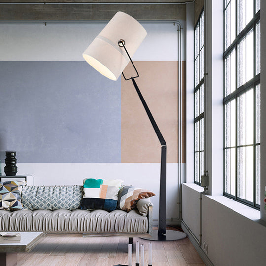 Industrial Style Adjustable Floor Lamp in White - Perfect for Single Bedrooms