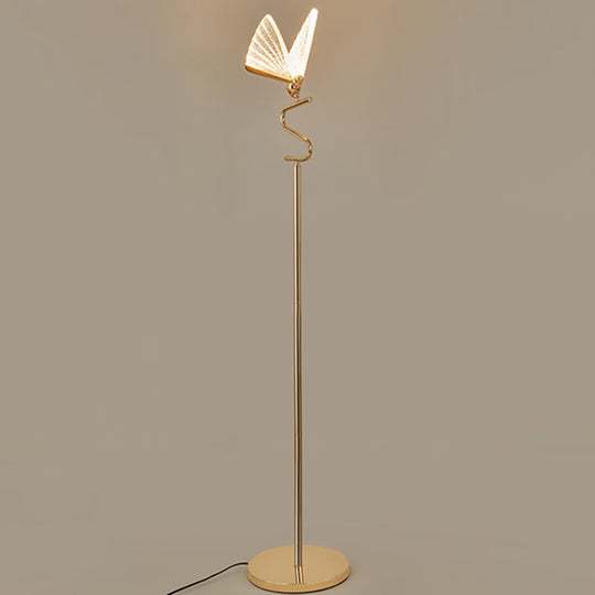 Art Deco Acrylic LED Floor Light with Gold Finish - Stylish Standing Lamp for Living Room