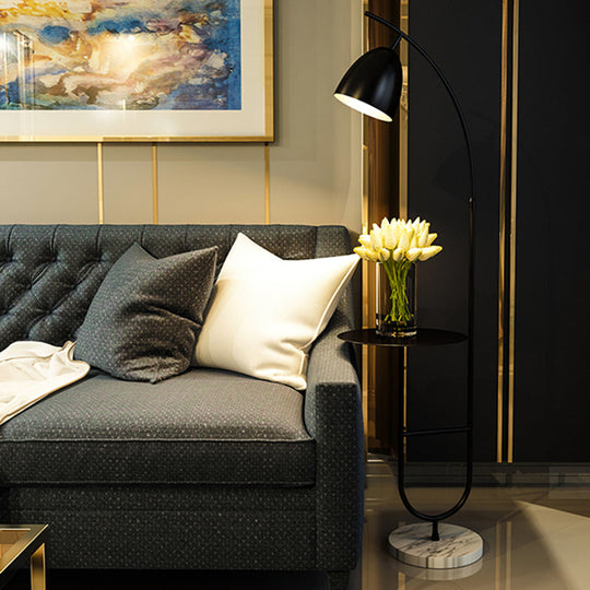 Postmodern Metal Floor Lamp with Bell Shape and Side Table - Perfect for Reading in the Living Room