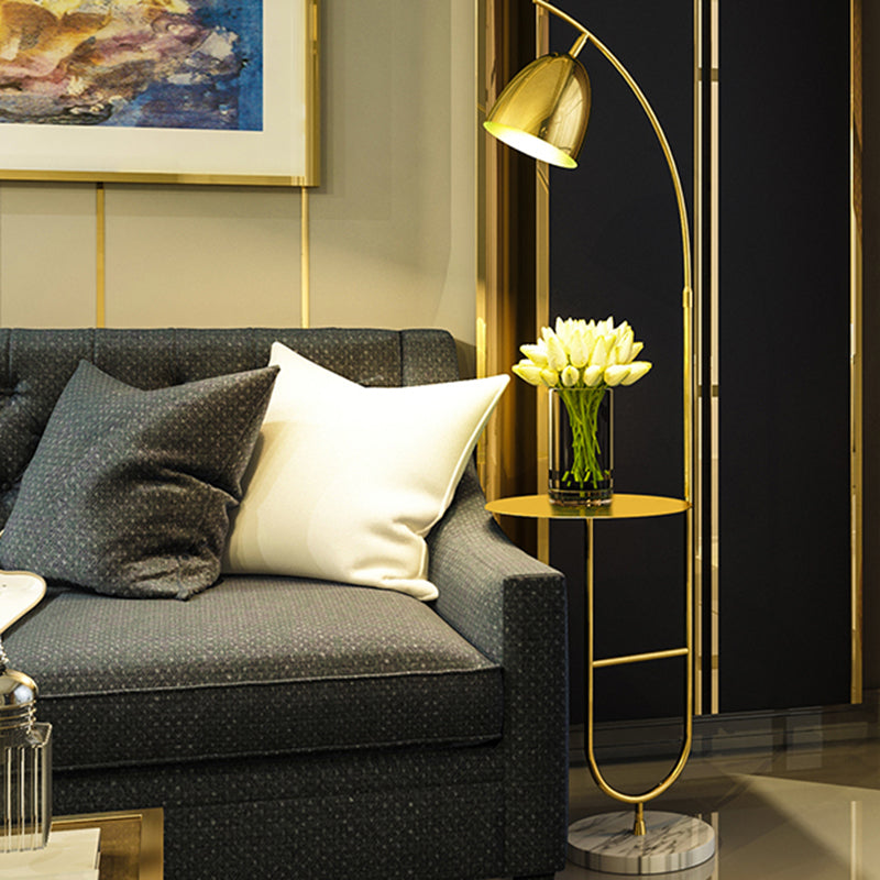 Postmodern Metal Floor Lamp with Bell Shape and Side Table - Perfect for Reading in the Living Room
