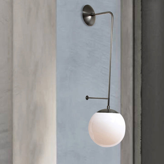 Retro Globe Wall Lamp - 1-Light Clear/White Glass Shade - Brass/Black - Living Room Sconce Light