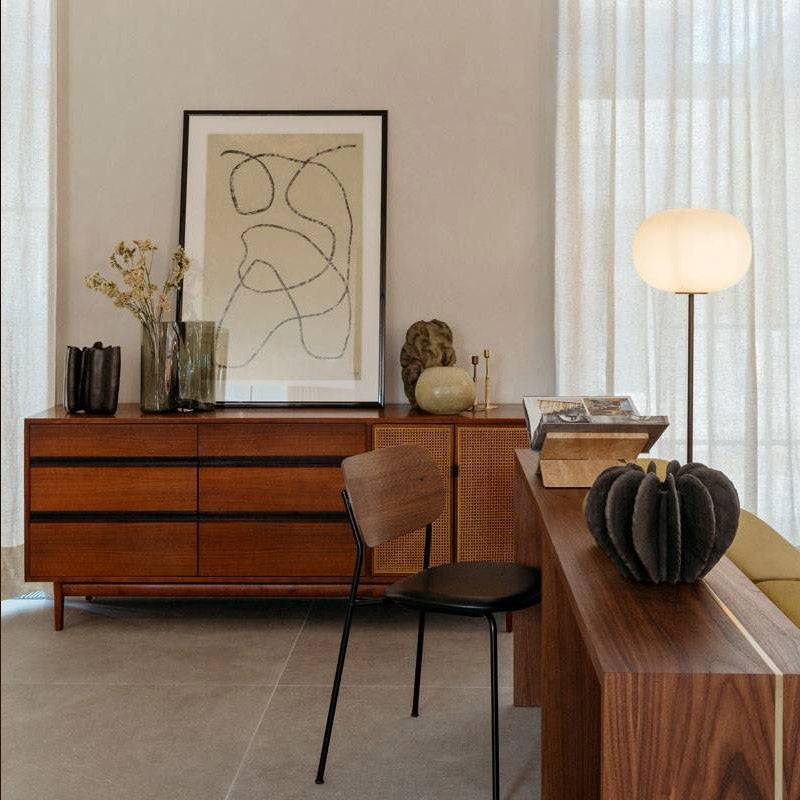 Minimalistic Cream Glass Floor Lamp with Marble Base - Single-Bulb Stand-Up Lighting