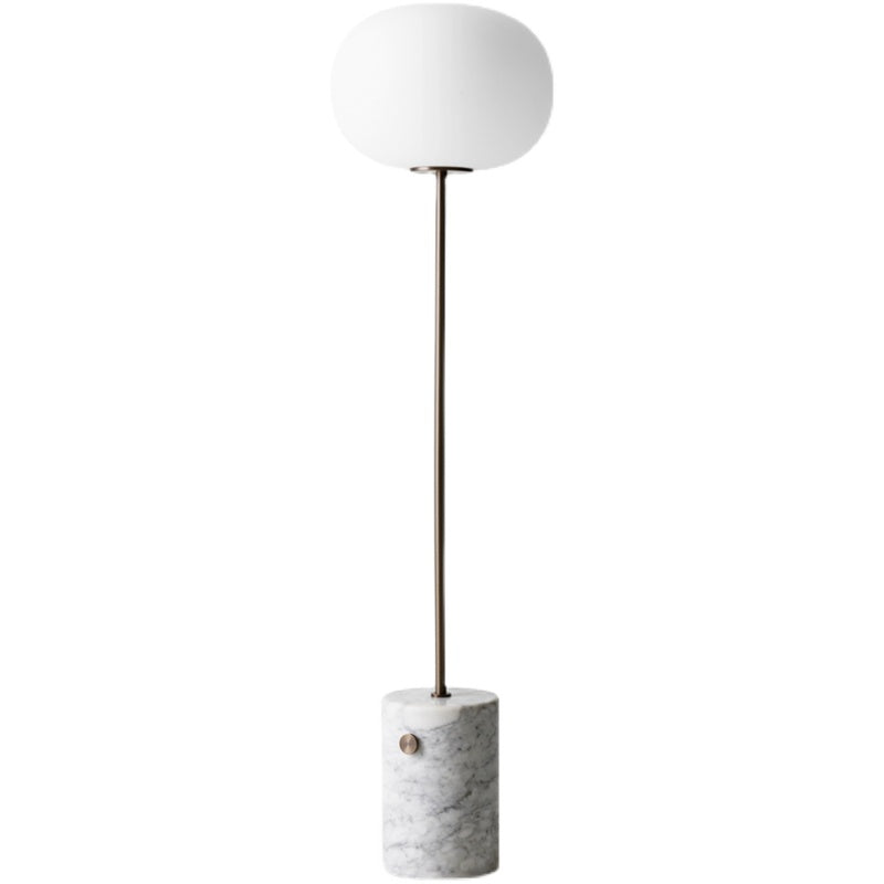 Minimalistic Cream Glass Floor Lamp with Marble Base - Single-Bulb Stand-Up Lighting