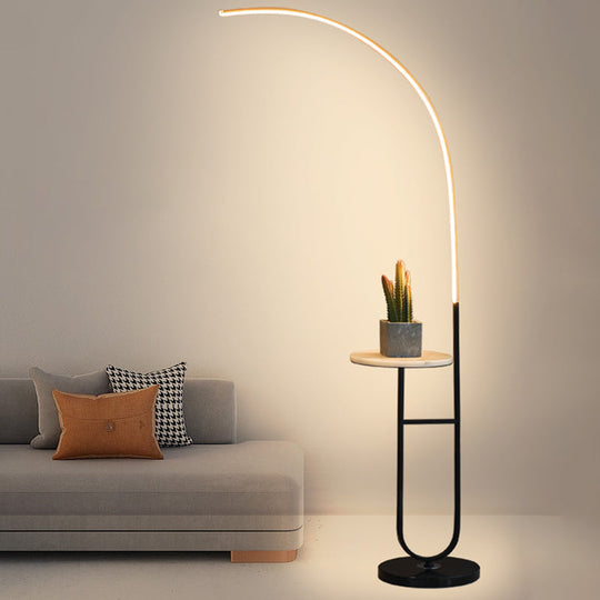 Modern Curve Standing Lamp - Metal, LED, 1 Head, Living Room Floor Lighting
