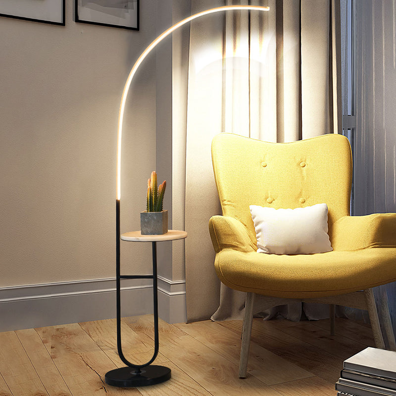 Modern Curve Standing Lamp - Metal, LED, 1 Head, Living Room Floor Lighting