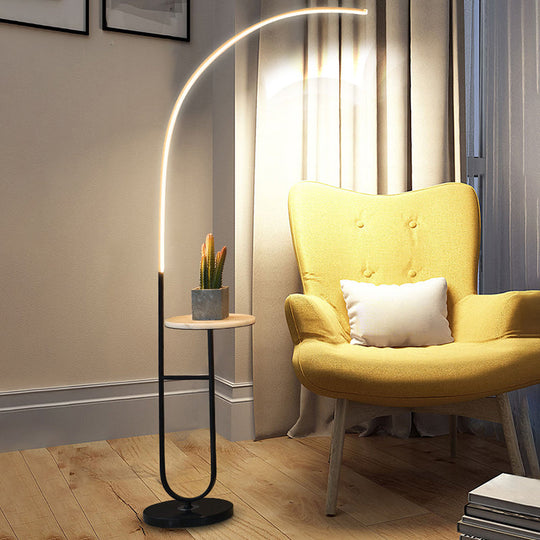 Modern Curve Standing Lamp - Metal, LED, 1 Head, Living Room Floor Lighting