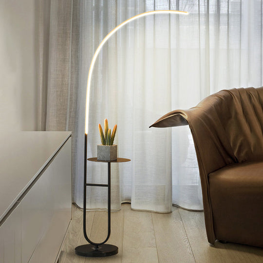 Modern Curve Standing Lamp - Metal, LED, 1 Head, Living Room Floor Lighting