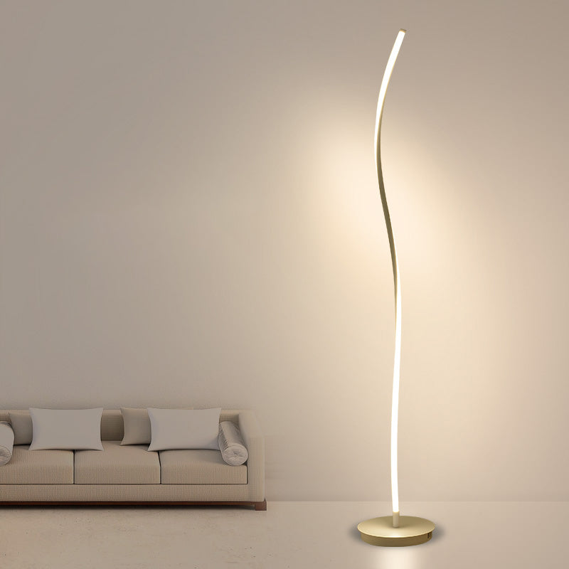 Modern Twist Aluminum LED Floor Lamp – Simplistic Stand for Living Room