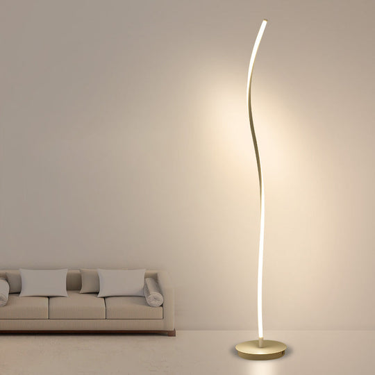 Modern Twist Aluminum LED Floor Lamp – Simplistic Stand for Living Room