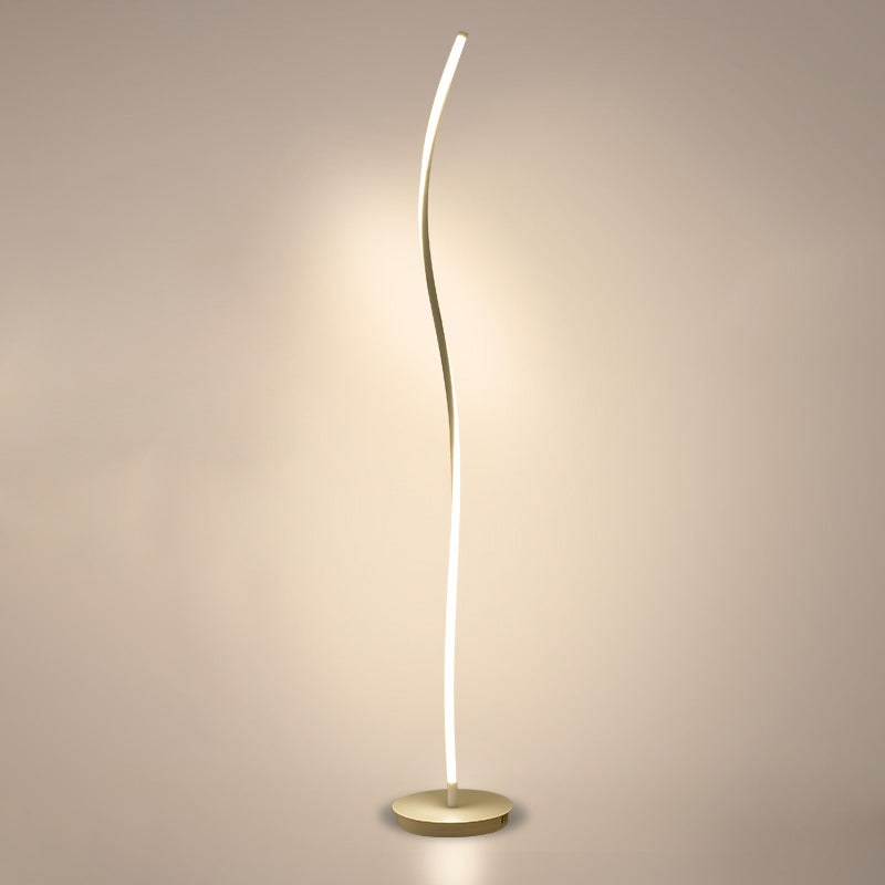 Modern Twist Aluminum LED Floor Lamp – Simplistic Stand for Living Room