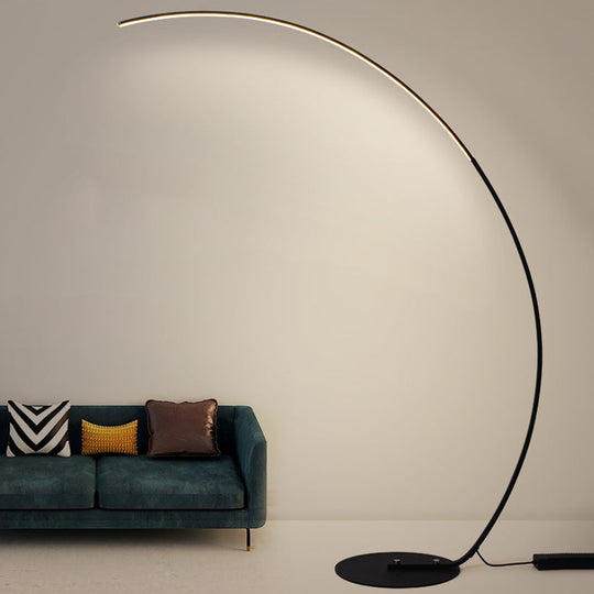 Metallic LED Floor Lamp - Bow Shaped Design, Simple & Stylish for Living Room